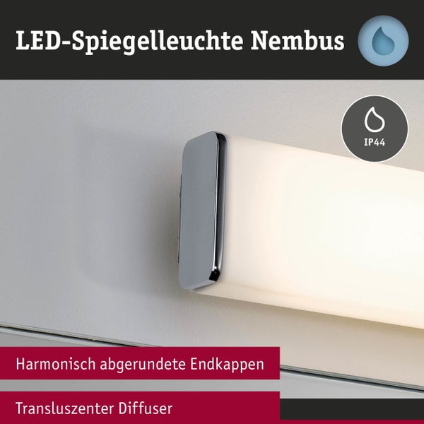 Selection Bathroom LED Wandleuchte Nembus IP44 3000K 600lm 230V 9W Chrom