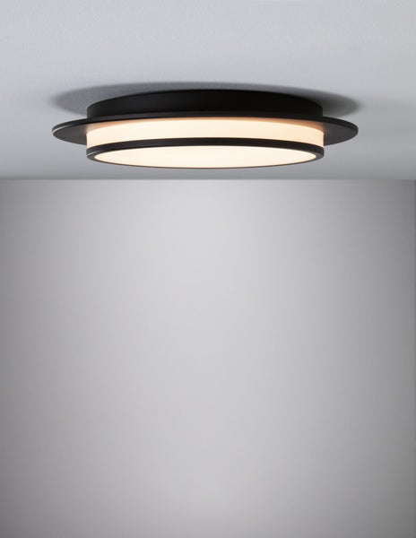 Schwarze Deckenleuchte mit runder Form und Licht