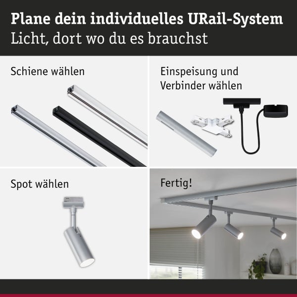 URail Schienenspot Tubo Starterset 3x237lm 3x4,5W 3000K 230V Chrom matt