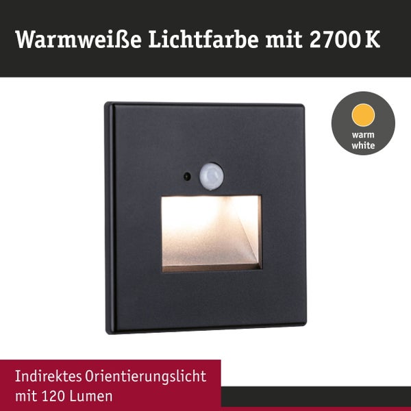 Set LED Wandeinbauleuchte Edge 3er-Set 80x42mm 3x1,2W 3x25lm 230V 2700K Schwarz matt