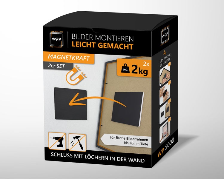 Wallpad Bilder Montieren leicht gemacht, magnetische Bildaufhängung im 2er Set