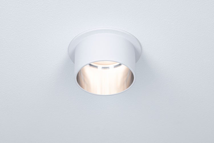 LED Einbauleuchte 3-Step-Dim Gil Coin IP44 rund 68mm Coin 6W 470lm 230V dimmbar 2700K Weiß matt, Eisen gebürstet