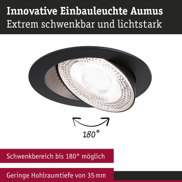 LED Einbauleuchte White Select Aumus Einzelspot rund 105mm 90° 5W 700lm 230V dimmbar 2700 - 6500K Schwarz
