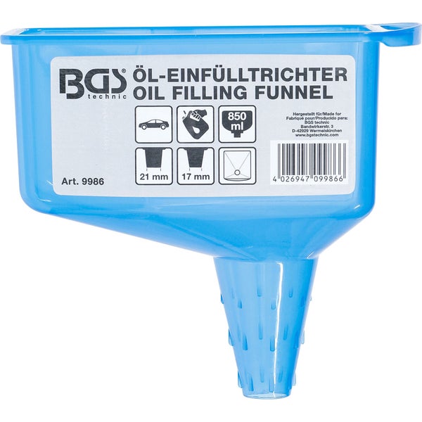 BGS technic Öleinfülltrichter mit einem Fassungsvermögen von 850 ml.