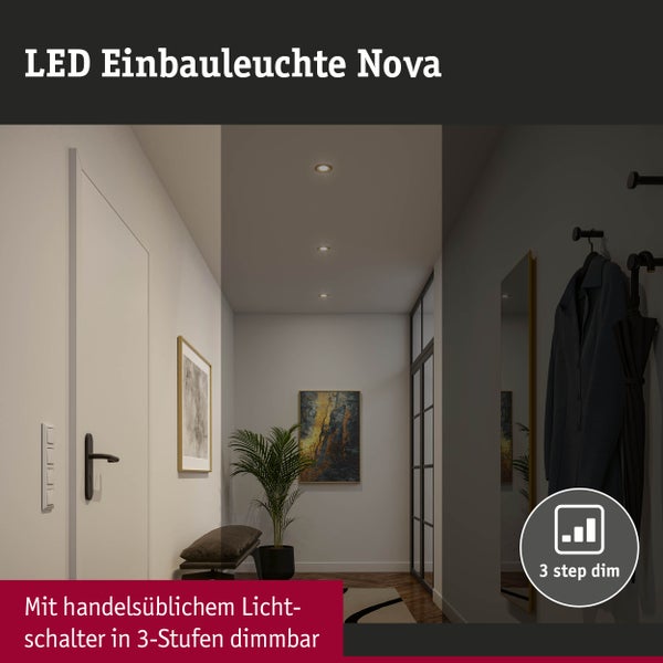 LED Einbauleuchte 3-Step-Dim Nova Coin 3-Step-Dim Basisset schwenkbar rund 84mm 50° Coin 3x6W 3x470lm 230V dimmbar 2700K Gold matt