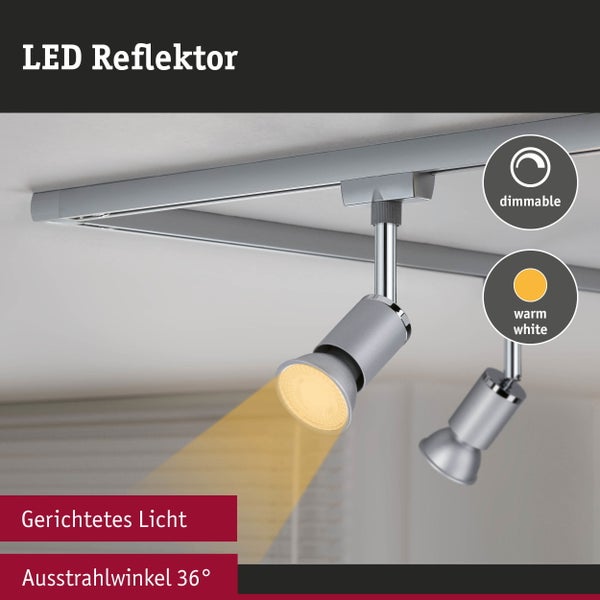 Set Standard 230V LED Reflektor GU10 3er-Set 3x460lm 3x7W 2700K dimmbar Chrom matt
