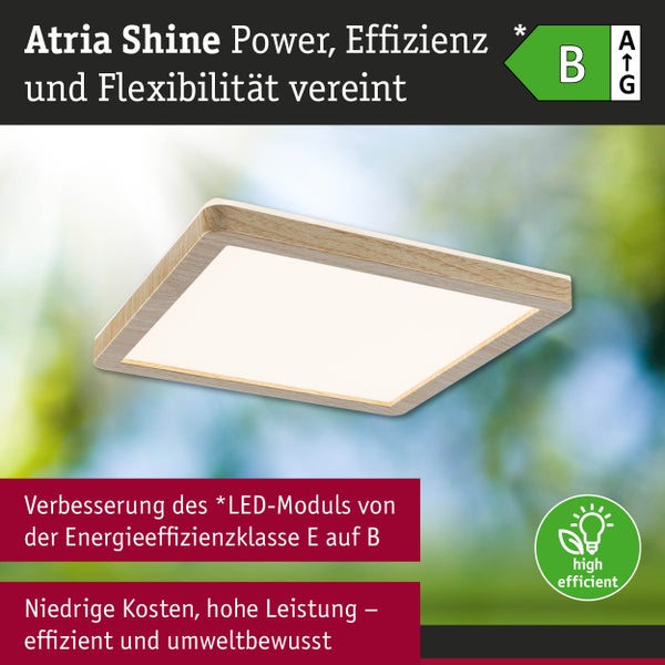 LED Panel Atria Shine IP44 eckig 190x190mm 8W 1160lm 3000 - 6500K Holzoptik