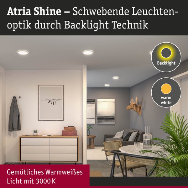 LED Panel Atria Shine Backlight IP44 rund 190mm 11,2W 850lm 3000K Weiß
