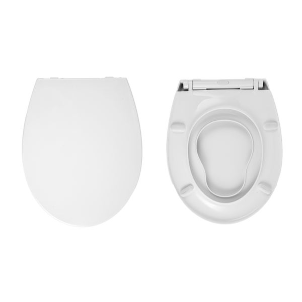 EMKE WC-Sitze mit Absenkautomatik, Oval Form, Klodeckel mit Absenkautomatik Weiß, Toilettensitz d form Klobrille mit Absenkautomatik WC Deckel Toilettenbrille WC-Sitze 150kg