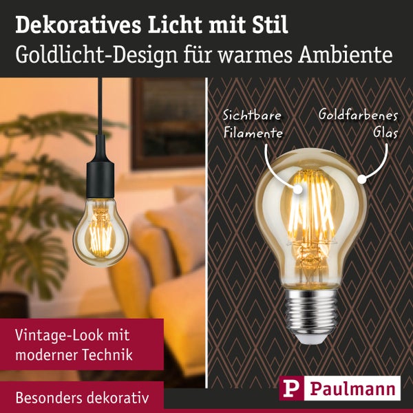 1879 Filament 230V LED Birne E27 470lm 6W 1700K dimmbar Gold