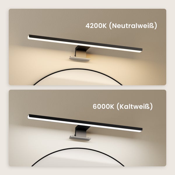 Wandleuchte mit zwei Lichtfarben: 4200 Kelvin Neutralweiß und 6000 Kelvin Kaltweiß