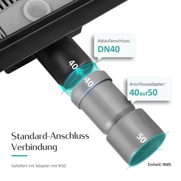 Ablaufanschluss DN40 mit Anschlussadapter 40 auf 50 Millimeter