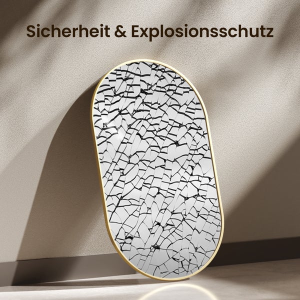 EMKE Badspiegel 45x60 cm, ovaler Wandspiegel, HD, horizontal & vertikal montierbar, goldfarbener Metallrahmen,5 mm rostfreier Spiegel, für Bad