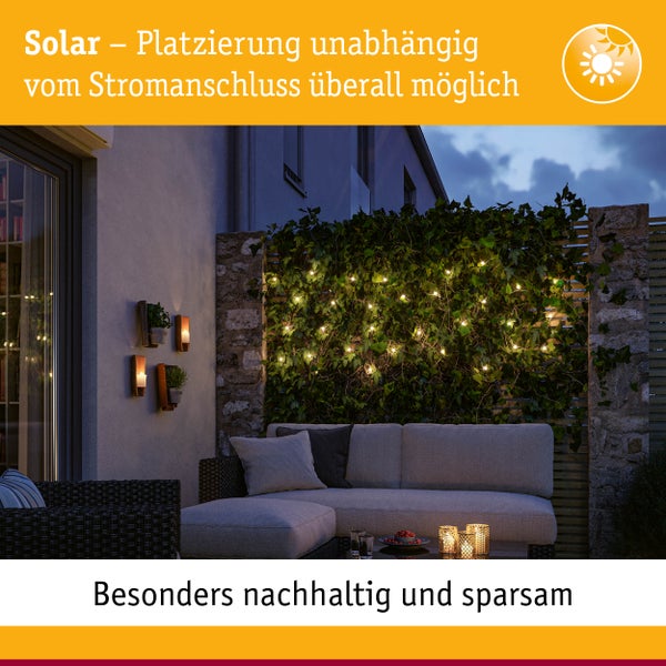 Solar LED Lichterkette Aurinka IP44 3000K 60x3lm Schwarz