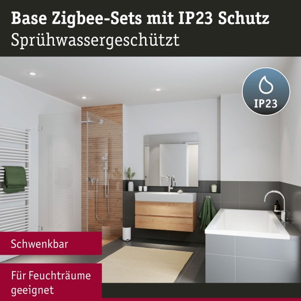 LED Einbauleuchte Smart Home Zigbee 3.0 Base Coin Basisset schwenkbar rund 90mm 20° Coin 3x4,9W 3x430lm 230V dimmbar 3000K Weiß