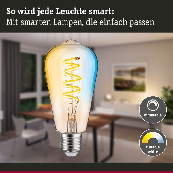 Filament 230V Smart Home Zigbee 3.0 LED Kolben ST64 E27 600lm 7,5W Tunable White dimmbar Gold