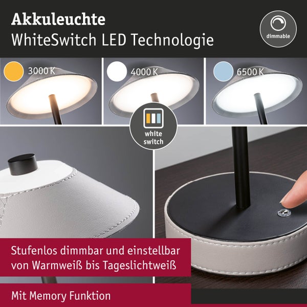 Mobile Tischleuchte Pellini White Switch 300lm 2W Beige, Schwarz matt