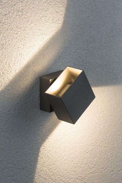 LED Wandleuchte Cybo IP65 eckig 100x100mm 2700K 2x3,5W 355lm / 355lm 230V 85° Grau Aluminium
