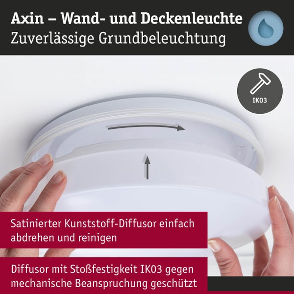 Deckenleuchte Axin IP44 E27 230V max. 2x18W Weiß