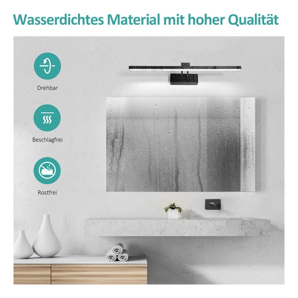 EMKE LED Spiegelleuchte Spiegellampen für das bad spiegelleuchte 40cm, 200° drehbar spiegelleuchte led badSpiegelschrank Beleuchtung 6500K  Schrankleuchte (Schwarz)