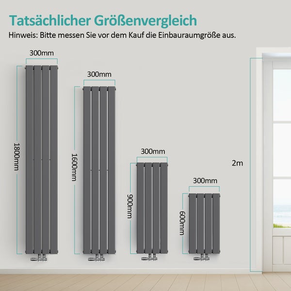 EMKE Heizkörper Flach Heizkörper Design Paneelheizkörper Horizontal, Doppellagig, 900x 300 mm, 446W Anthrazit