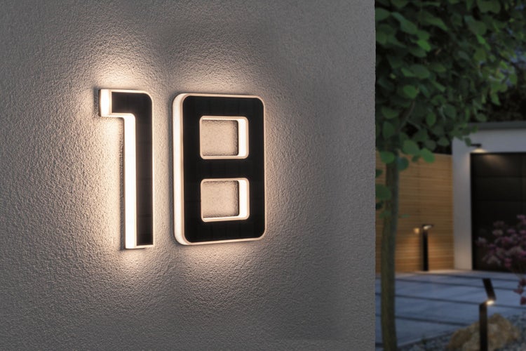Set Solar LED Hausnummernleuchte inkl. wechselbarer Akku Nummer 18 3000K 2x6lm 2x0,2W Schwarz