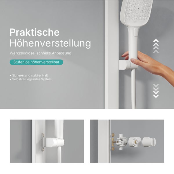 Duschstange mit stufenloser Höhenverstellung und selbstverriegelndem System