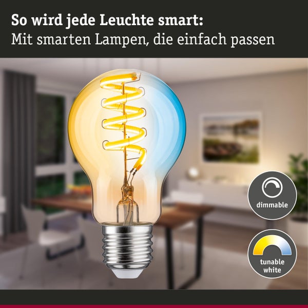Smarte LED Lampe mit E27 Fassung, dimmbar und mit einstellbarer Farbtemperatur