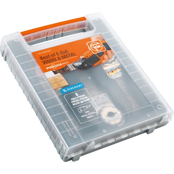 Fein E-Cut Sägeblatt Set für Holz und Metall, sechs Teile, Starlock Max Aufnahme