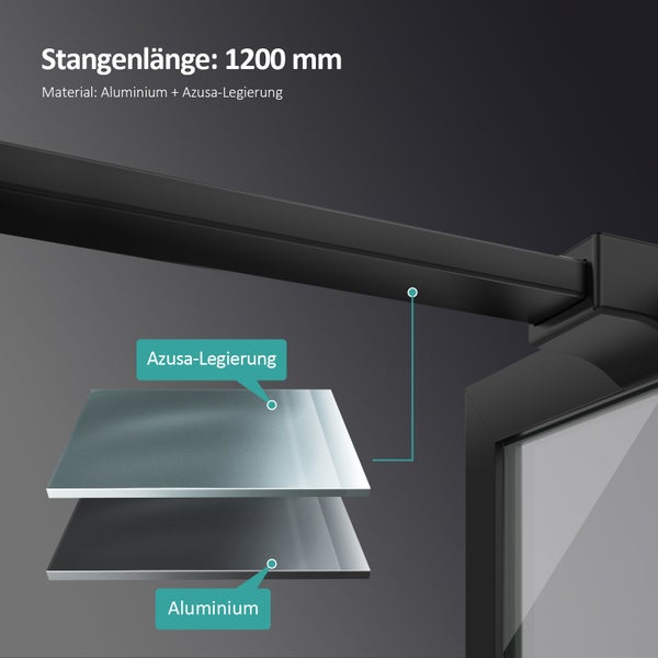 Walk-in-Dusche EMKE Eckdusche Duschabtrennung , Walk in Duschen, Glas Duschwandmit 8mm Nano-Beschichtung ESG Klares Sicherheitsglas, Schwarz, 100cm Breit , Höhe 200 cm
