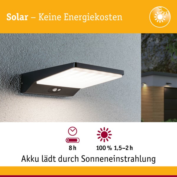 Solar LED Außenwandleuchte Ronas Bewegungsmelder IP44 3000K 320lm Dunkelgrau