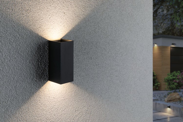 LED Wandleuchte Flame IP44 eckig 65x70mm 3000K 2x2,8W 2x290lm 230V 105° Anthrazit Aluminium