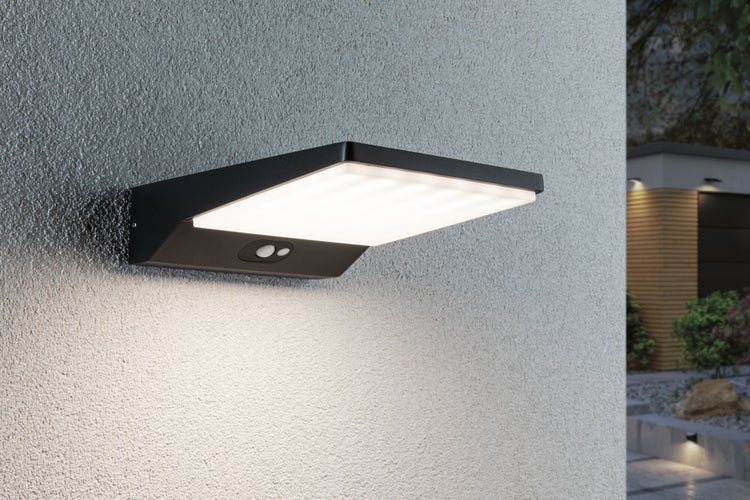LED Außenwandleuchte Ronea Dämmerungsgesteuerter Bewegungsmelder (IR) IP44 180x250mm 3000K 10,5W 680lm 230V Dunkelgrau Aluminium