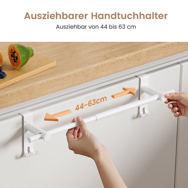 EMKE Teleskop-Handtuchhalter, Verstellbar 440–630 mm,Weiß, Edelstahl, mit Haken, für Heizkörper & Bad