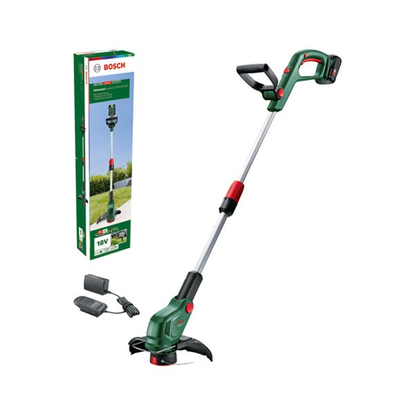 Bosch Akku Rasentrimmer UniversalGrassCut 18V 26 300 mit Akku und Ladegeraet sowie Verpackungskarton