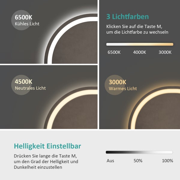 EMKE Spiegel Oval Badspiegel mit Beleuchtung Badezimmerspiegel, 80x60cm, Touch+3 Lichtfarbe+Beschlagfrei