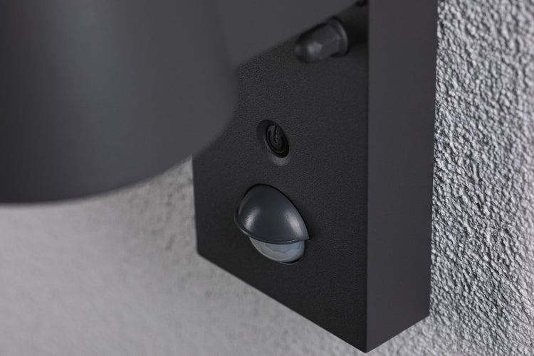 LED Außenwandleuchte Capea Dämmerungsgesteuerter Bewegungsmelder (IR) insektenfreundlich IP44 96x153mm Tunable Warm 6W 450lm 230V 98° Anthrazit Aluminium