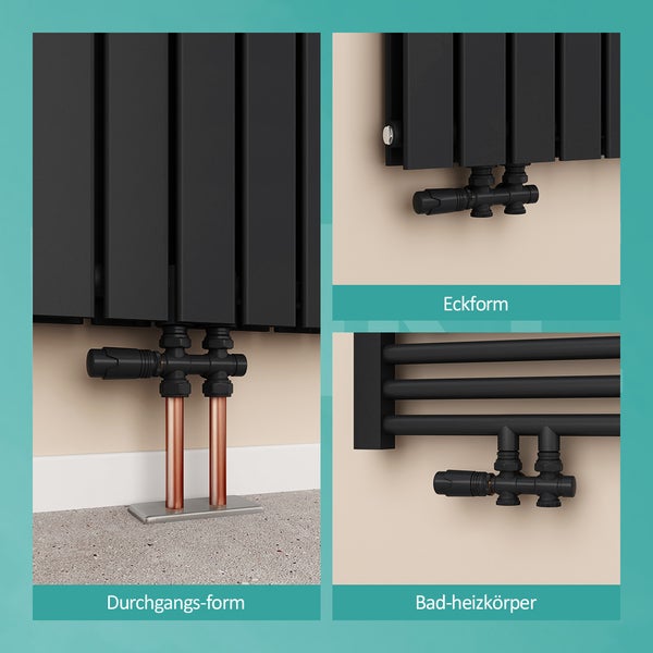 Verschiedene Heizkörperanschlussvarianten für Heizkörper