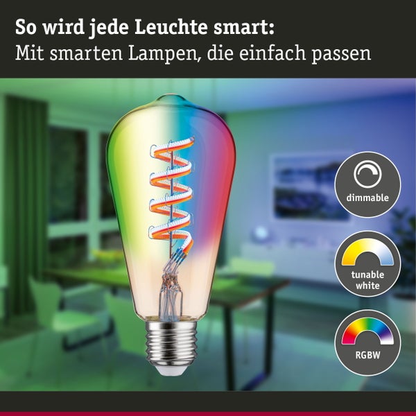 Filament 230V Smart Home Zigbee 3.0 LED Kolben ST64 E27 470lm 6,3W RGBW+ dimmbar Gold