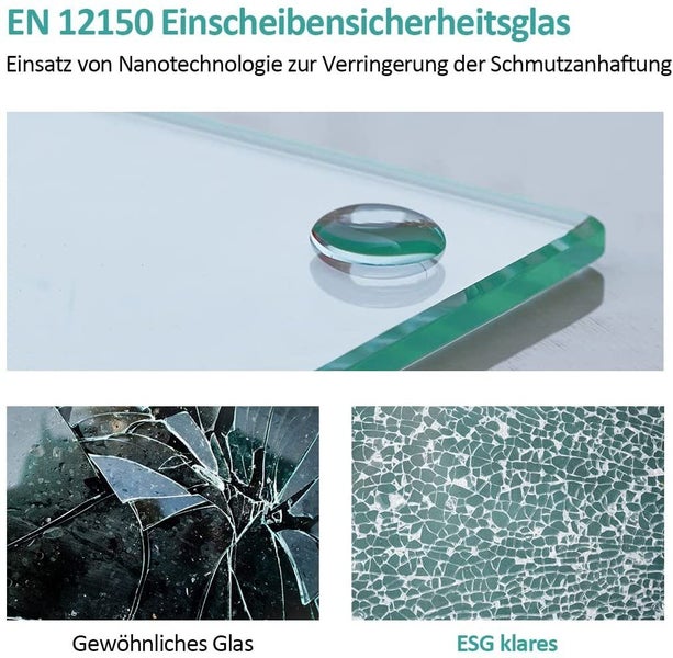 EMKE Eckdusche Duschkabine 75 x 80 cm, Eckeinstieg mit Pendeltüren, 6 mm ESG-Sicherheitsglas mit Nano-Beschichtung, Höhe 195 cm, mit Brücken-Griff