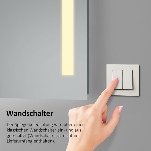 EMKE LED Badspiegel 80x60cm Badezimmerspiegel mit Warmweißer Beleuchtung