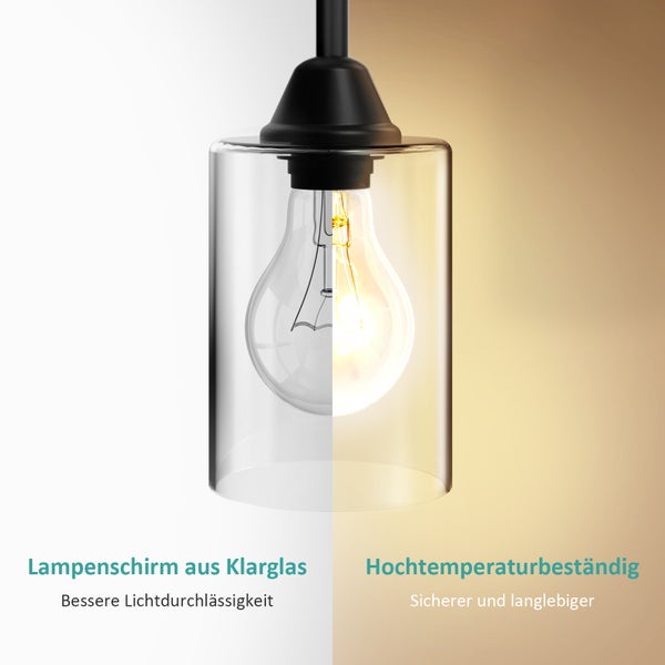 EMKE Stehlampe E27, Vintage Minimalistische, Metall, 160x25 cm, mit Fußschalter, für Wohnzimmer, Arbeitszimmer, Eisen, Schwarze (ohne Glühbirne)