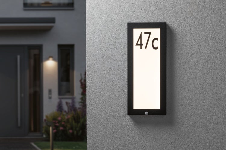 LED Außenpanel Board Dämmerungsgesteuerter Bewegungsmelder (IR) IP44 eckig 250x40mm 3000K 10W 900lm 230V Anthrazit Aluminium