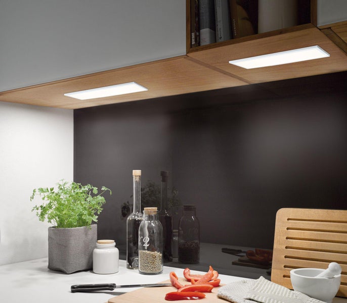 LED Unterschrankleuchte Ace eckig 300x7mm 520lm 2700K Weiß, Satin dimmbar