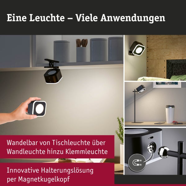 Mobile Tischleuchte Varia White Switch 250lm / 60lm 1,6W / 0,4W Schwarz