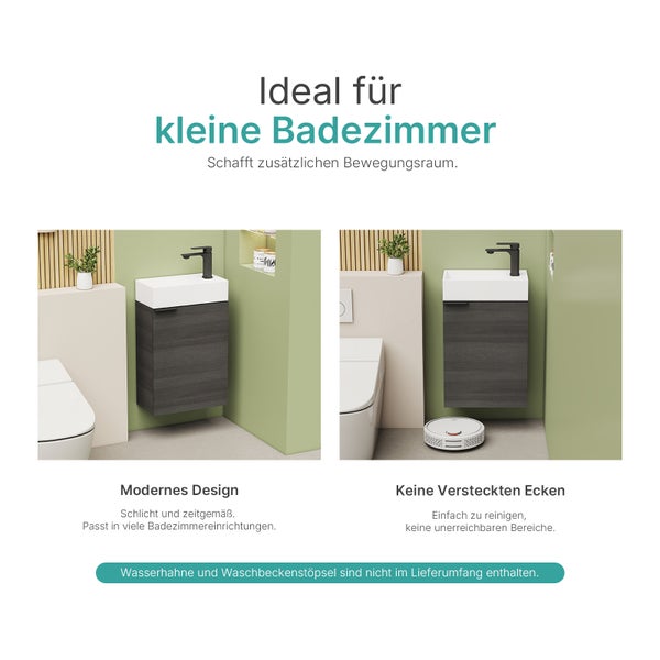 EMKE Waschtisch-Set 41,7 × 24 × 64,6 cm (B×T×H), mit Soft-Close-Funktion, Ablageboden, reversibel, Anthrazit, für Badezimmer
