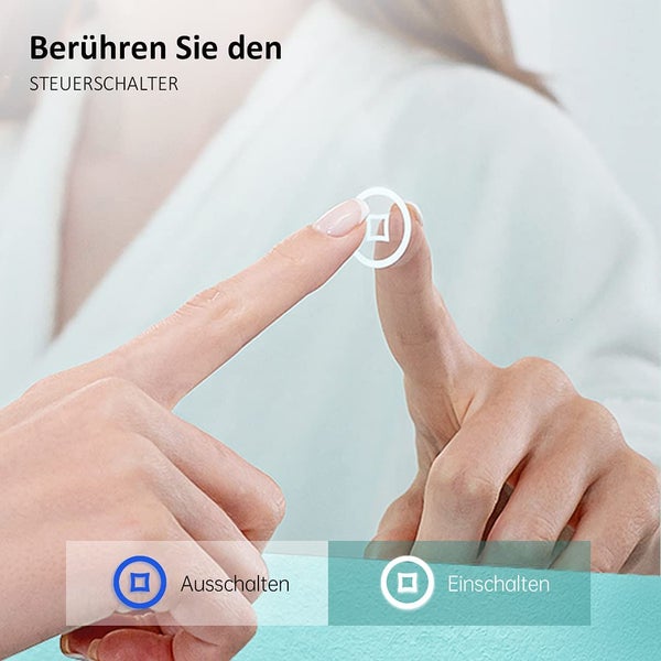 EMKE Badspiegel mit Beleuchtung LED-Spiegel mit Touchschalter,  rund, 3 dimmbare Lichtfarben, ф50cm