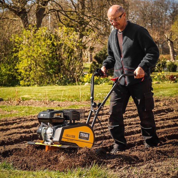Benzin Gartenfräse Texas Lilli 535TG – 85 cm Arbeitsbreite, 212 cm³ Motor, Rückwärtsgang, Profi-Bodenhacke