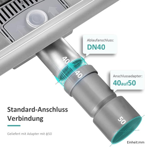 EMKE Duschrinne Edelstahl 80cm Komplettset Befliesbar Bodenablauf Dusche Siphon mit Geruchsstop und Haarsieb Randablauf, Duschablauf Ablaufrinne Dusche Doppelseitige Duschabfluss für Badezimmer