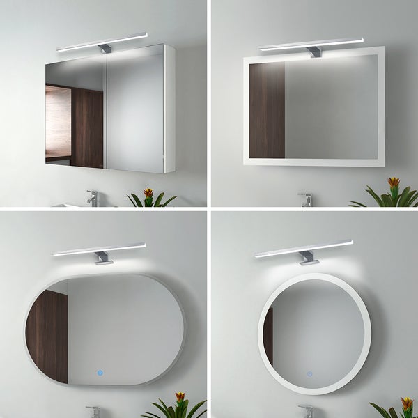 EMKE Spiegelleuchte LED Spiegelleuchte 40cm Spiegellampen für Badezimmer IP44 Schrankleuchte, Chrom, Kaltweißes Licht 6000K